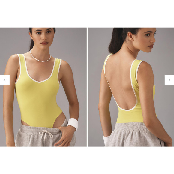 Anthropologie Bodysuit Women XXS 2XS Acid Lime Low Back Seamless Sweetheart - Picture 10 of 11